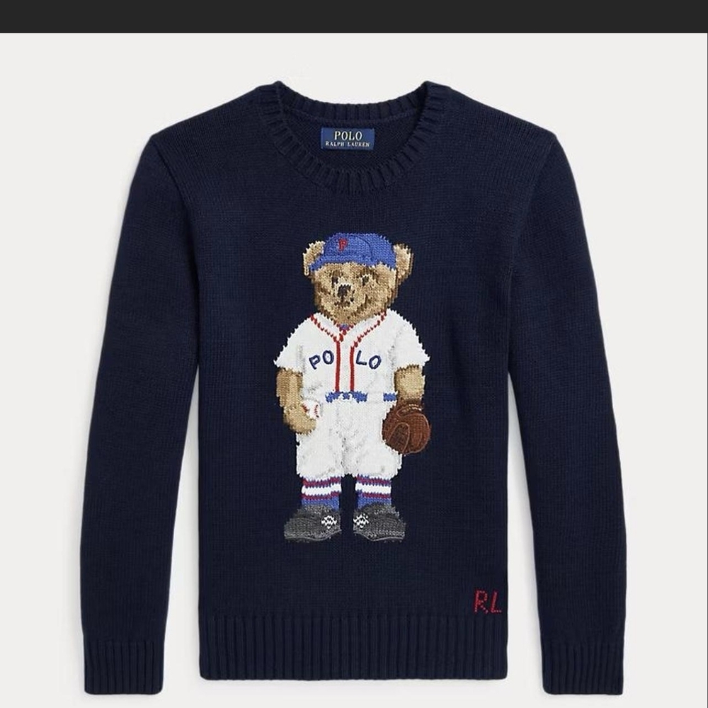 Polo by Ralph Lauren Navy Baseball Bear Sweater